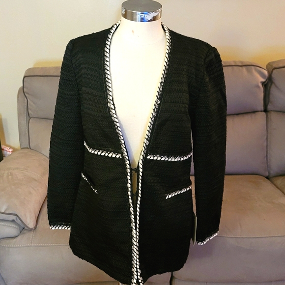 Zara: NWT Braided Trim Tweed Blazer - Picture 3 of 10